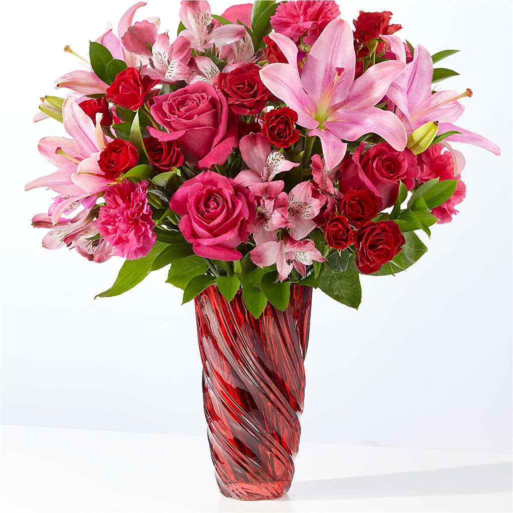 In Love Bouquet with Luxe Swirl Vase – The Bloom Centre, Houston TX