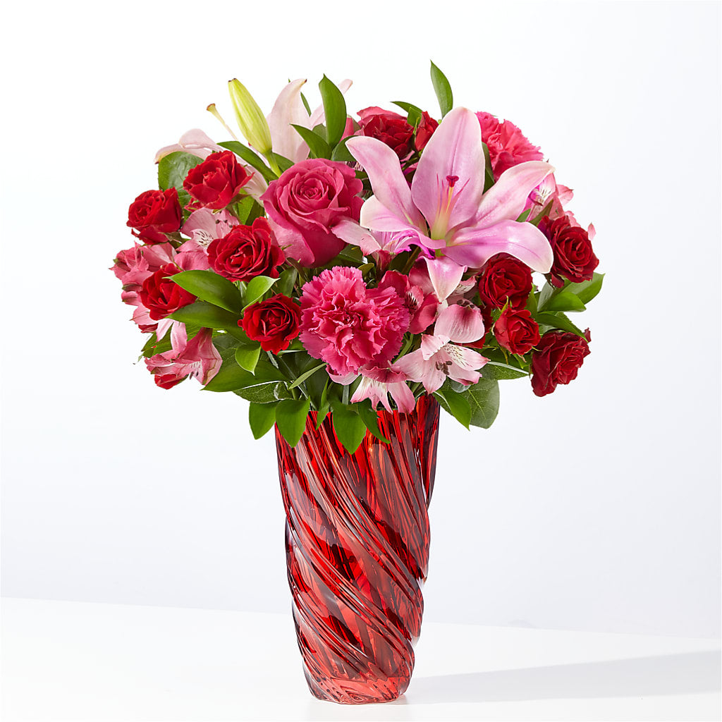 In Love Bouquet with Luxe Swirl Vase – The Bloom Centre, Houston TX