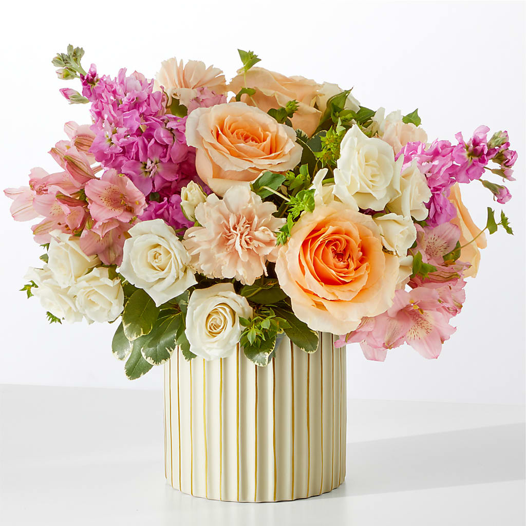 Paradise Bouquet with Ivory Vase – The Bloom Centre, Houston TX