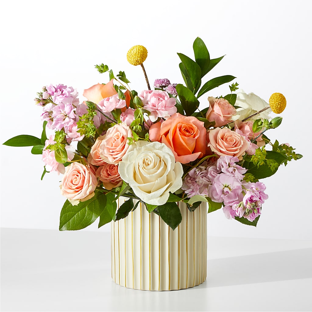 French Market Bouquet with Ivory Vase – The Bloom Centre, Houston TX