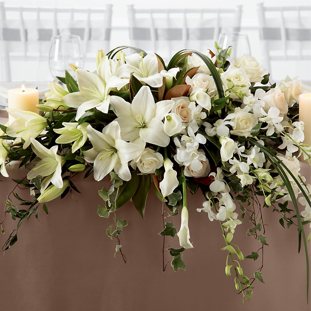 White Linen Arrangement – The Bloom Centre, Houston TX