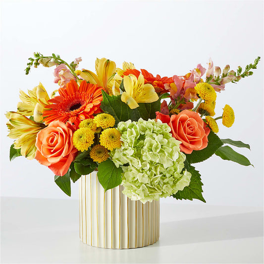 Autumn Sunshine Bouquet with Ivory Vase –  The Bloom Centre, Houston TX
