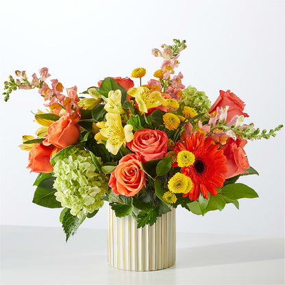 Autumn Sunshine Bouquet with Ivory Vase –  The Bloom Centre, Houston TX