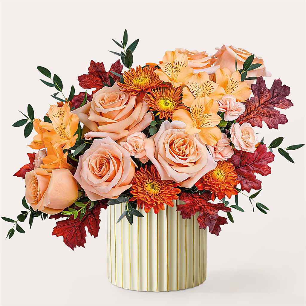 Spiced Latte Bouquet with Ivory Vase –  The Bloom Centre, Houston TX