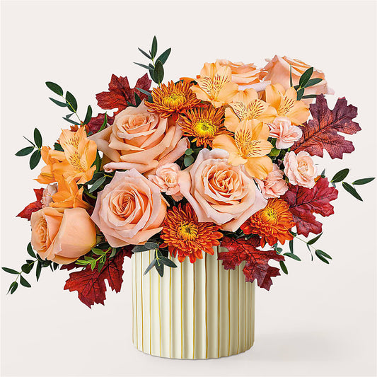 Spiced Latte Bouquet with Ivory Vase –  The Bloom Centre, Houston TX