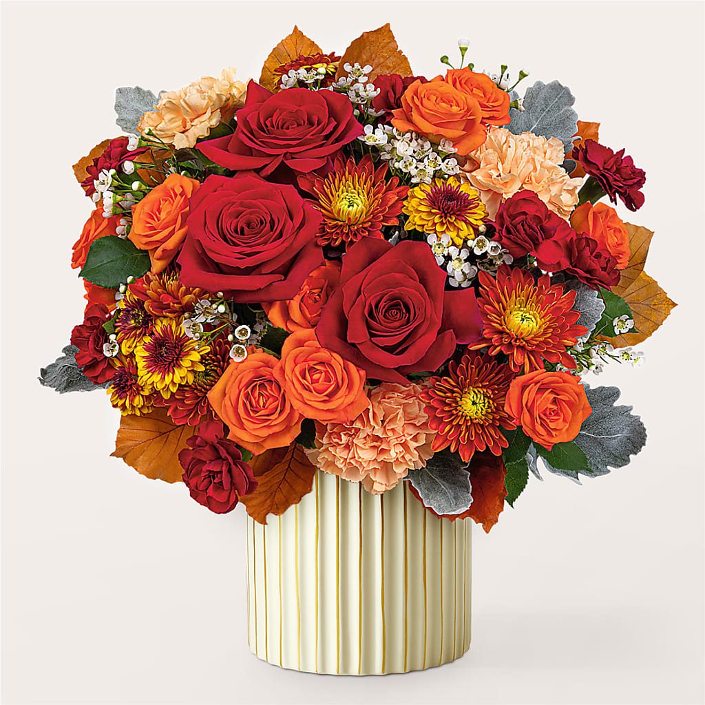 Merlot Bouquet with Ivory Vase –  The Bloom Centre, Houston TX