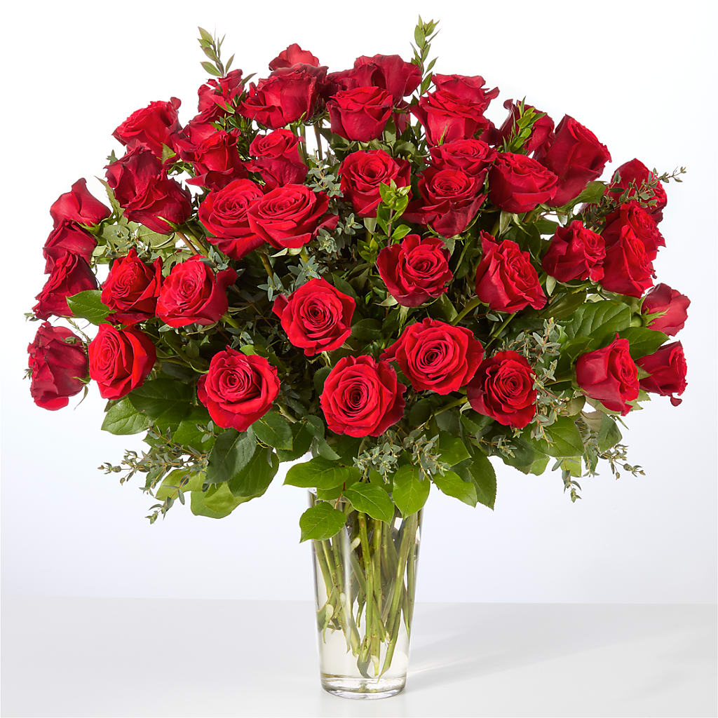 Forever Yours Fifty Stem Red Rose Bouquet –  The Bloom Centre, Houston TX