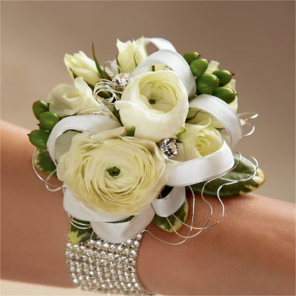 White Wedding Corsage –  The Bloom Centre, Houston TX
